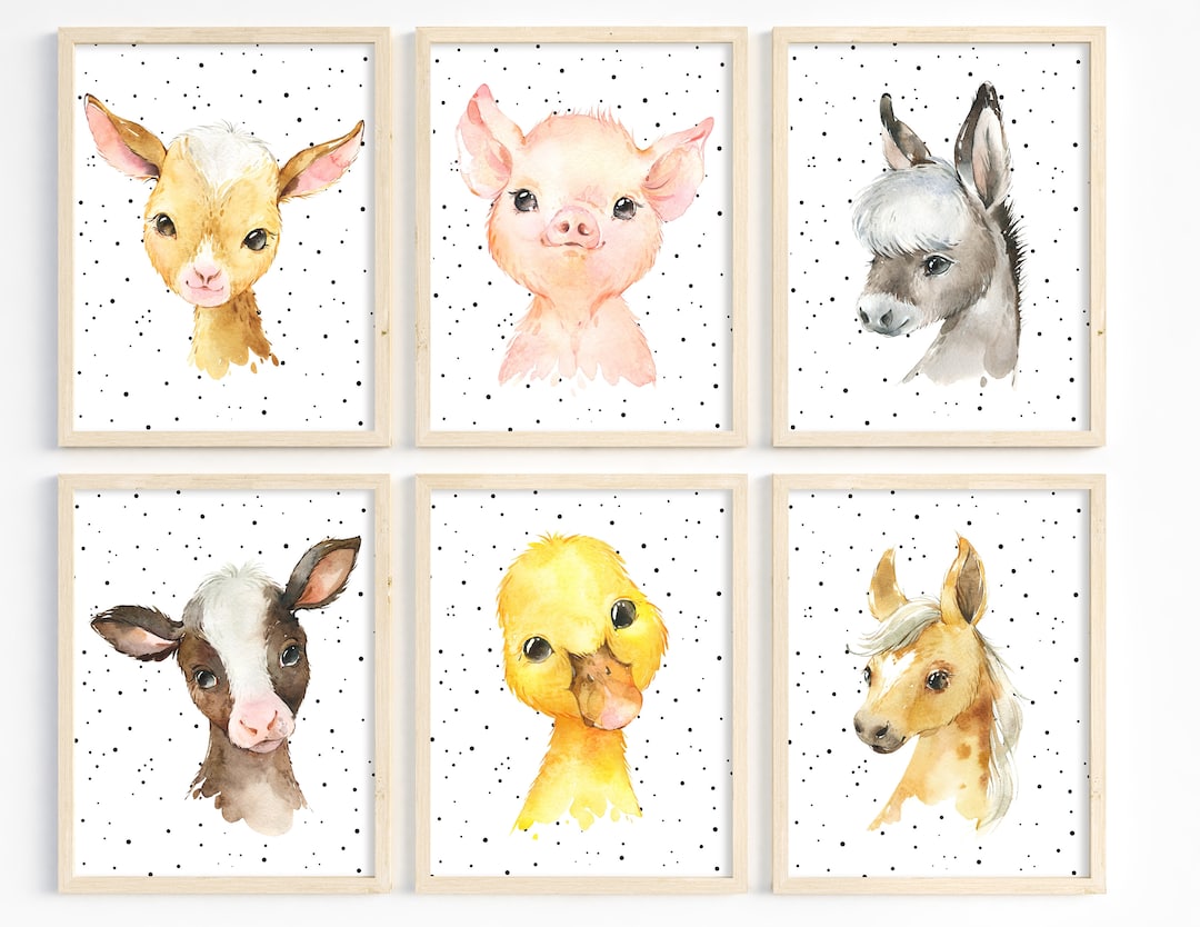 Farm Animal Nursery Prints, Farm Nursery Wall Art, Farm Baby Animal