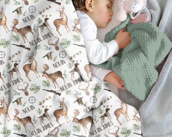 Hunting Swaddle Baby Boy, Personalized Hunting Blanket, Hunting Nursery Decor, Duck Hunting Theme Boy Blanket, Deer Hunting Baby Blanket