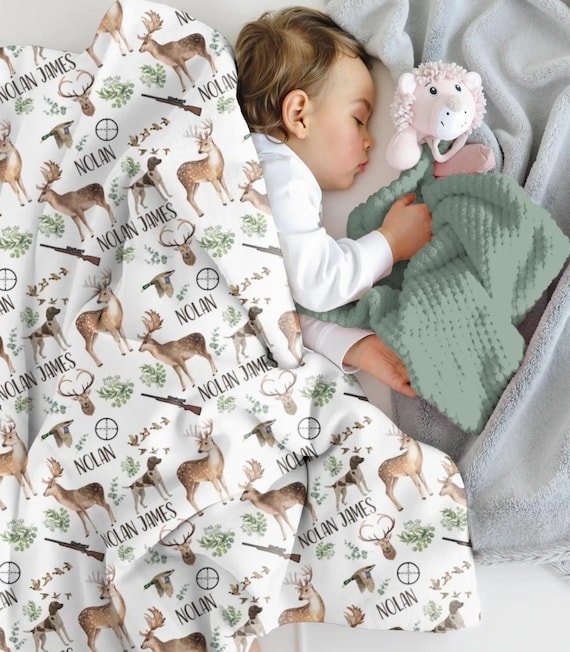 Hunting Swaddle Baby Boy, Personalized Hunting Blanket, Hunting Nursery Decor, Duck Hunting Theme Boy Blanket, Deer Hunting Baby Blanket