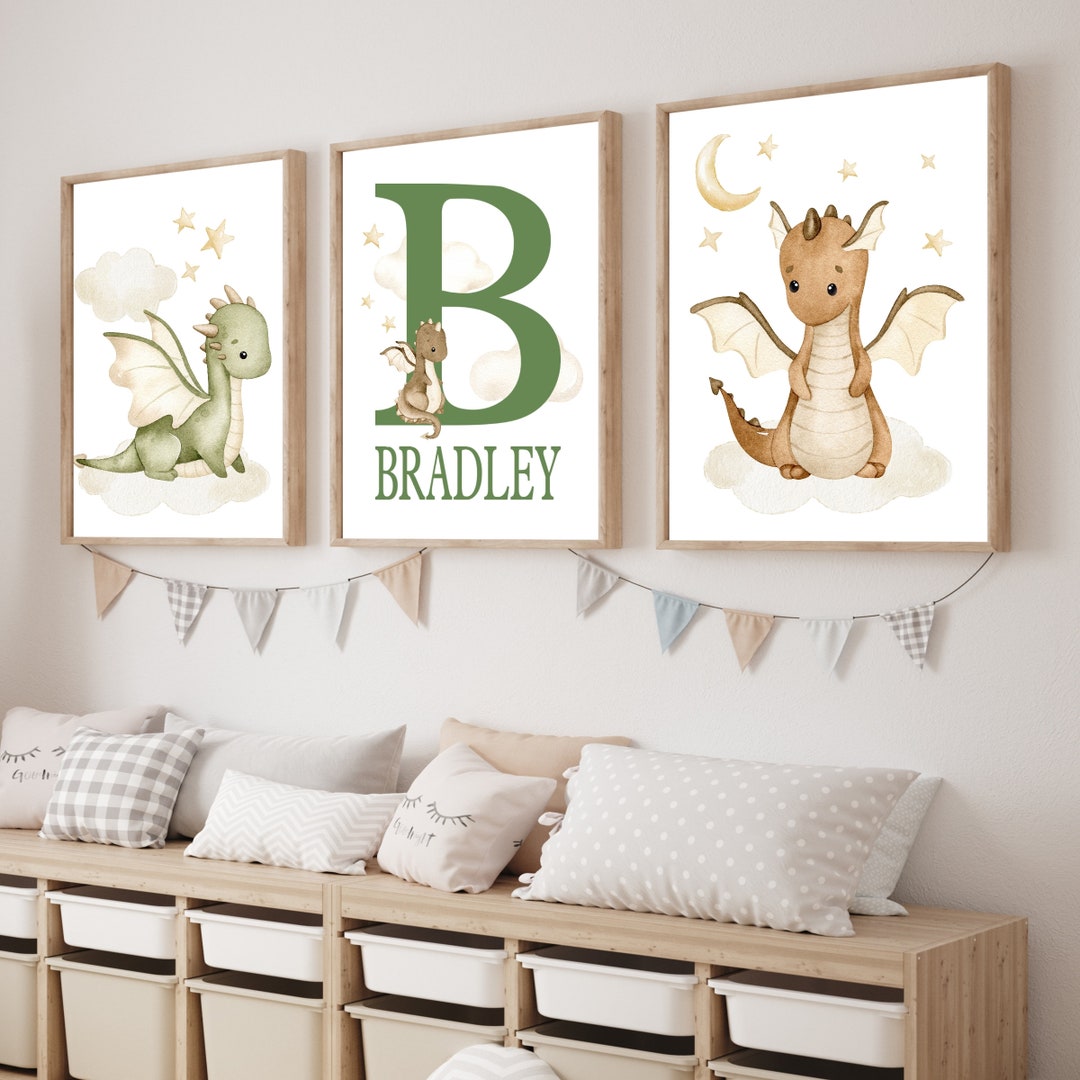 Dragon Nursery, Baby Dragon Nursery Art, Boy Room Decor, Fairytale Baby