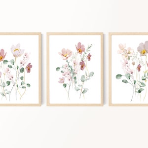 Wildflower Prints, Watercolor Flowers, Spring Flower Prints, Bedroom Wall Art, Living Room Wall Art, Farmhouse Decor, Floral Digital Prints