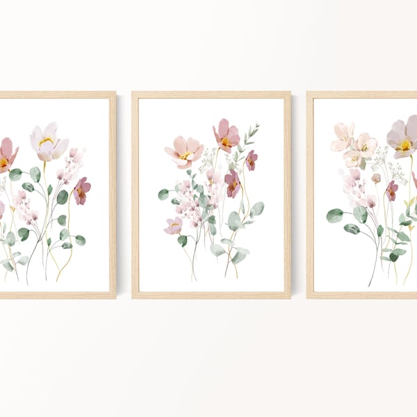 Wildblumendrucke, Aquarellblumen, Frühlingsblumendrucke, Wandkunst für Schlafzimmer, Wandkunst für Wohnzimmer, Bauernhausdekor, florale Digitaldrucke