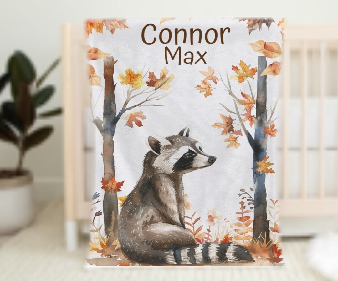 Personalized Woodland Baby Blanket - Custom Name Boy Gift With Forest Animals, Soft Fleece