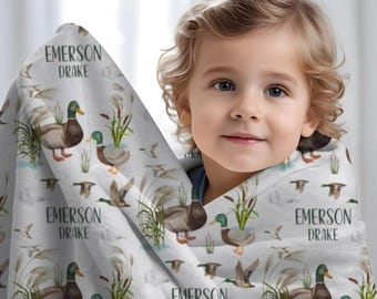 Mallard Duck Blanket Personalized Mallard Baby Blanket Baby Boy Blanket Wildlife Toddler Name Blanket Hospital Photo Baby Swaddle Baby Gift