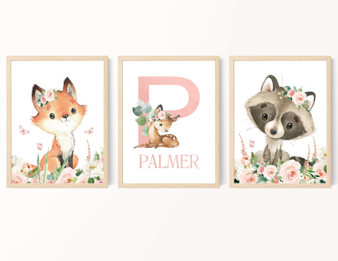 Woodland Nursery Art Forest Animal Prints Woodland Animals Personalized