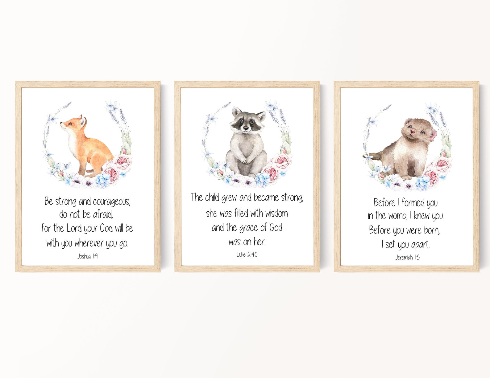 Kids Bible Verse Wall Art Woodland Animals Wall Art - Etsy
