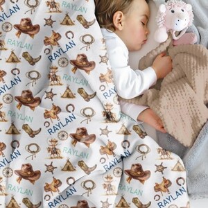 Western Blanket Baby Boy, Personalized Cowboy Blanket, Custom Minky Blanket Western, Western Nursery, Baby Swaddle Blanket Cowboy