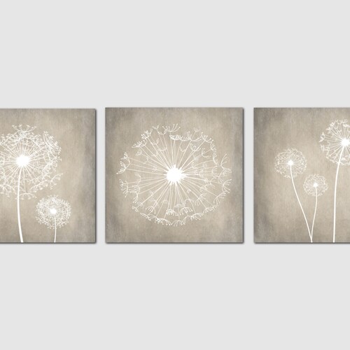 Dandelion Wall Art Gray Grunge Bathroom Decor Living Room Etsy