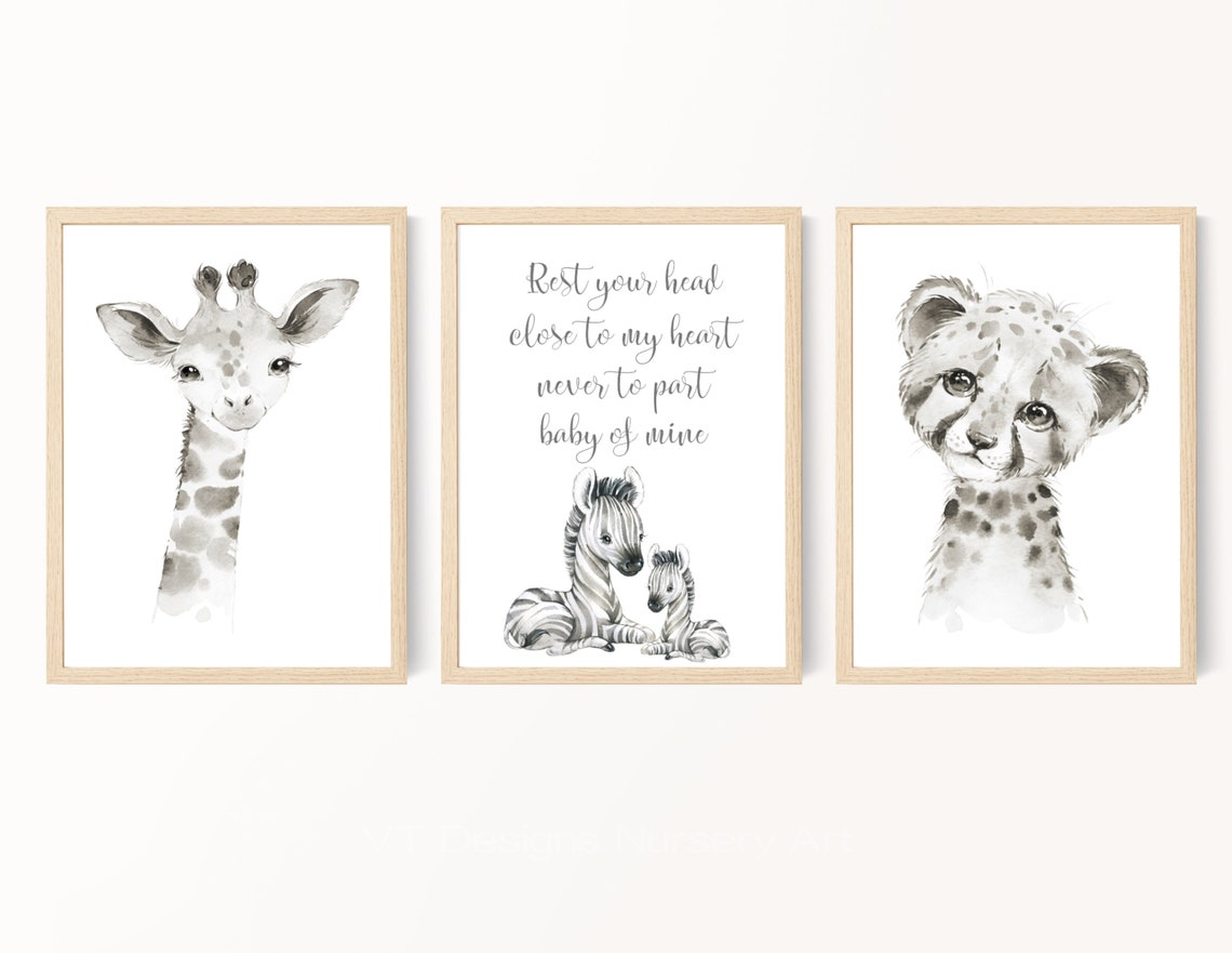 Safari Animals Baby Boy Nursery Decor Baby of Mine Print Etsy