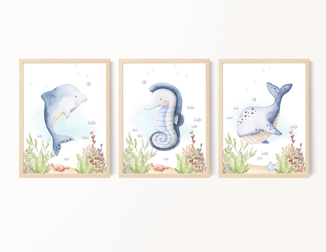 Under the Sea Decor, Ocean Nursery Art, Nautical Nursery Art, Nautical