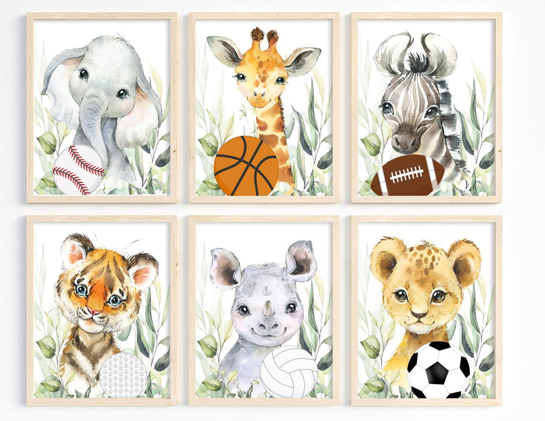 Animal Sports Nursery Prints, Boy Nursery Art, Safari Animal Nursery ...