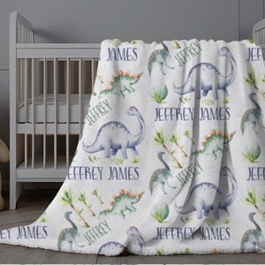 Personalized Baby Blanket Boy, Minky Baby Blanket Dinosaurs, Baby Shower Gift, Newborn Baby Gift, Dinosaur Boy Blanket