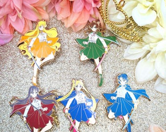 Sailor moon demon slayer cross sailor mercury sailor mars sailor Venus sailor Jupiter demon Slayer corps and katana sword pins
