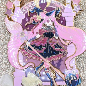 Sailor moon chibimoon Rini chibiusa black lady wicked lady witch costume pumpkin harvest festival Halloween enamel pin