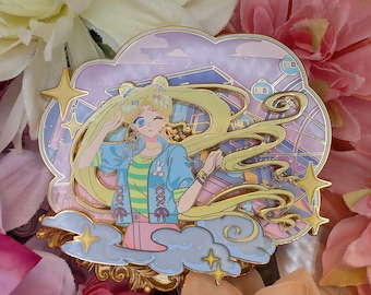 Casual Usagi Serena amusement park night out senshi moon serenity pin