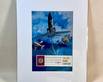 Collin’s Radio Company Naval Aviation Ad, 1961, matted and ready to frame