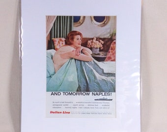 1950’s Italian Line Ad, Matted and ready to frame