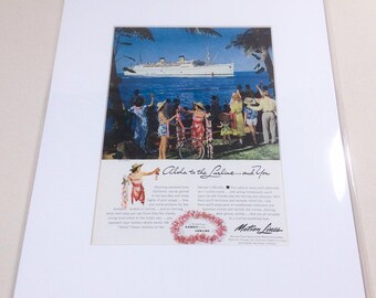 1952 Matson Lines Ad, Matted and ready to frame