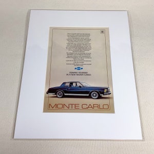 1980 Monte Carlo Ad, Matted and ready to frame
