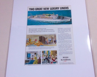 1958 Moore-McCormack New Liners Ad, Matted and ready to frame