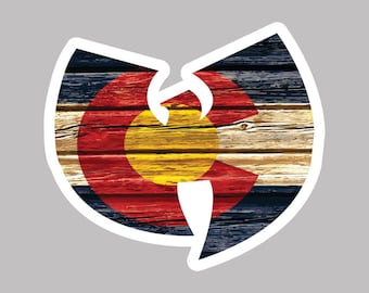 Wu Tang Clan With Distressed Colorado Flag, High Quality Vinyl Stickers