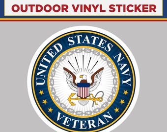 Navy Veteran, High Quality Vinyl Stickers