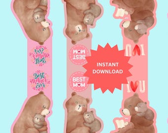 Momma Bear Magnetic Bookmarks: Mother's Day DIY Gift (Digital Download)