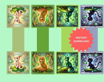 St. Patrick's Day Fairy Cat Magnetic Bookmarks (Digital Download)