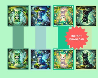 St. Patrick's Day Fairy Cat Magnetic Bookmarks (DIY Digital Download)