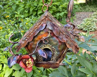 Copper Gingerbread Cottage Birdhouse