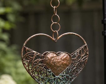 Copper Heart Bird Feeder
