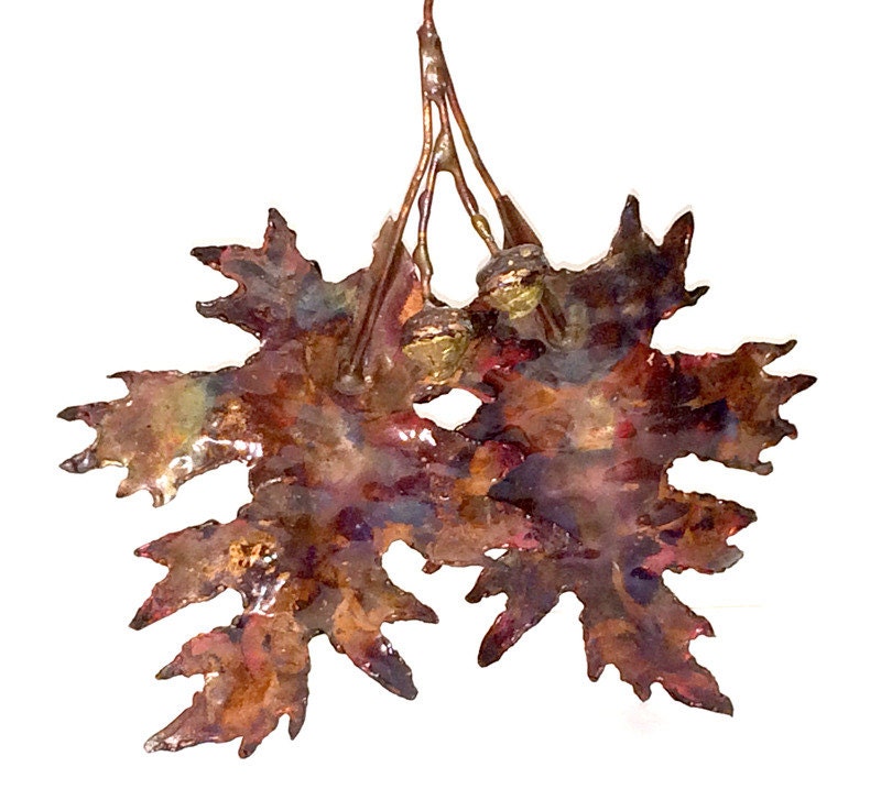 Copper Oak Leaves With Acorns Etsy