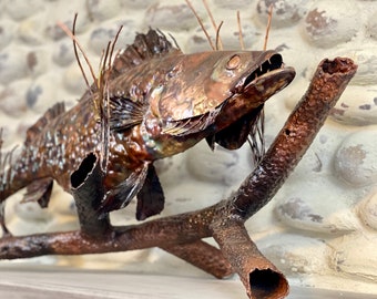 One of a Kind Copper Walleye Sculpture