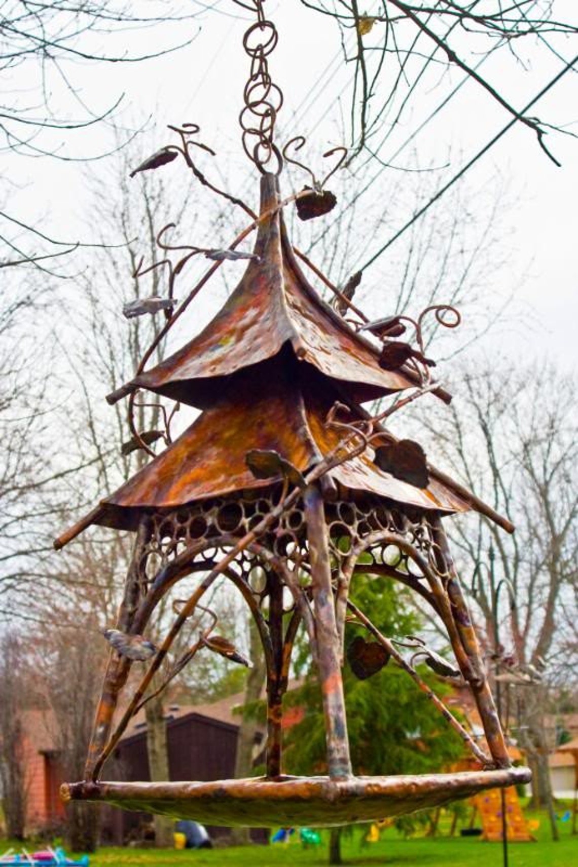 Copper Hanging Bird Bath Etsy