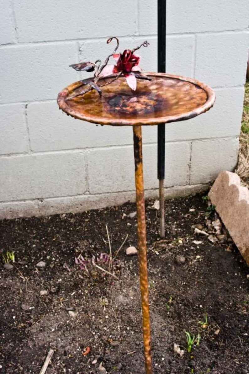 Copper Rose Bird Bath Etsy