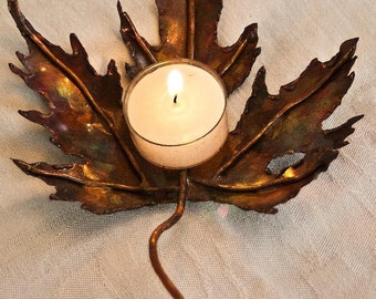 Copper Maple Leaf candle