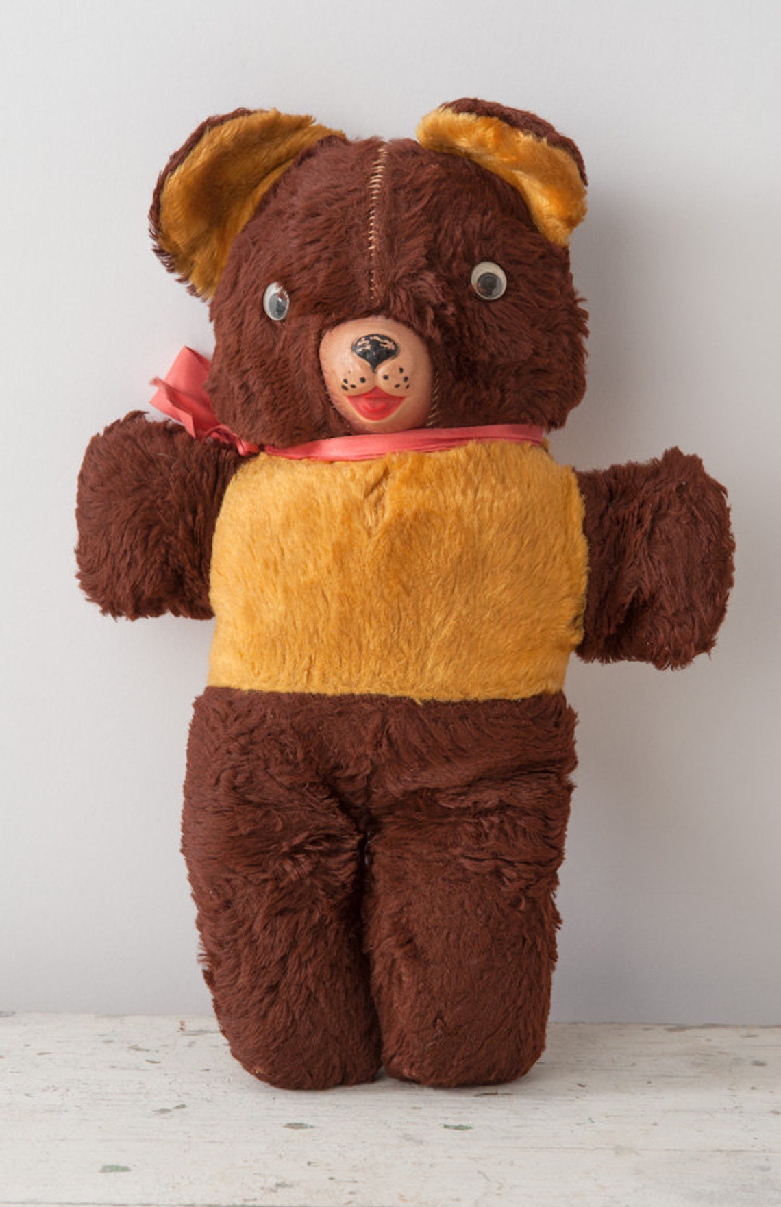 Vintage Stuffed Teddy Bear 1950&rsquo;s Toy Gold &amp; Brown Plush | Etsy