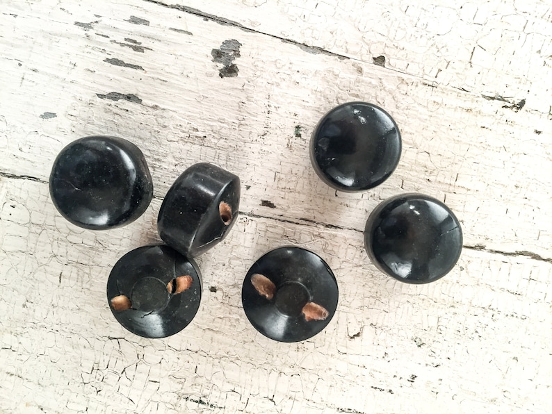 Minimalist NOS 1920s Buttons 78 inch 22mm Modernist Black Wooden Set of 12 Vintage Art Deco Buttons NOS