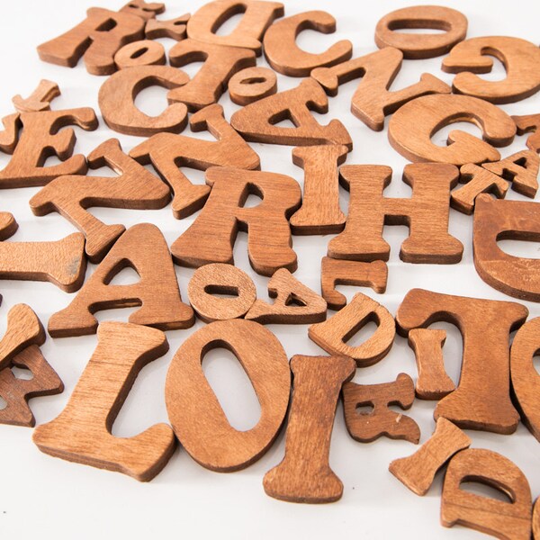 Vintage Mod Holzbuchstaben Set 47 große & kleine Großbuchstaben