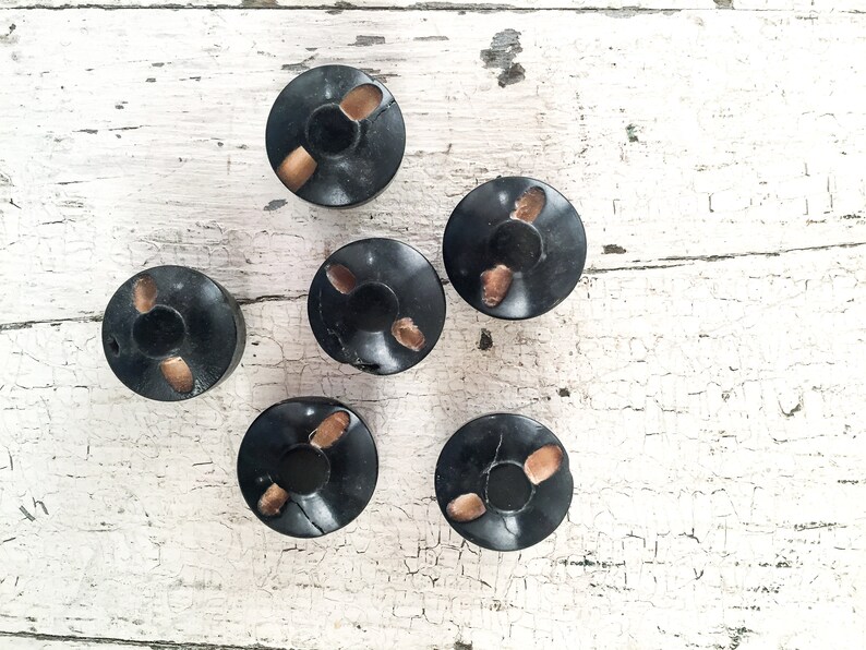Minimalist NOS 1920s Buttons 78 inch 22mm Modernist Black Wooden Set of 12 Vintage Art Deco Buttons NOS