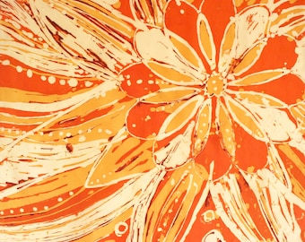 Elizabeth Arden Vintage Floral Scarf, Orange Yellow Batik Print