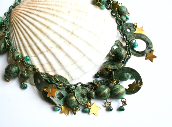 Vintage bohemian celestial statement necklace. Ru… - image 2