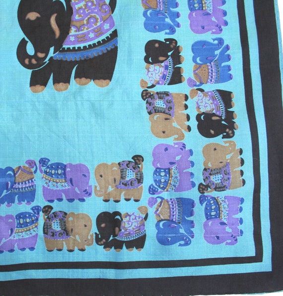 Thai silk neckerchief or pocket square with eleph… - image 3
