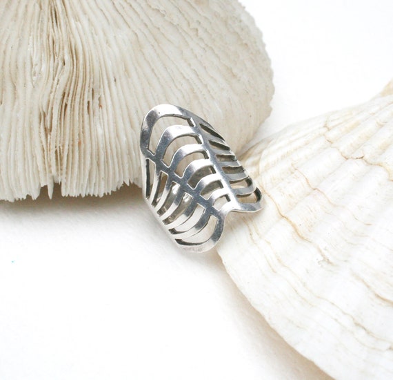 Modernist style openwork ring. Artisan, statement… - image 1