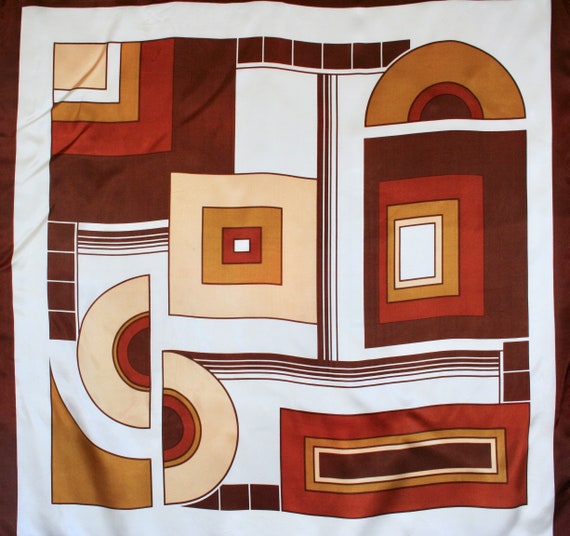 Retro color block scarf. Mod, geometric concentri… - image 2