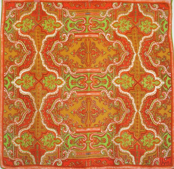 Retro Vera Neumann scarf with ornate paisley scro… - image 4