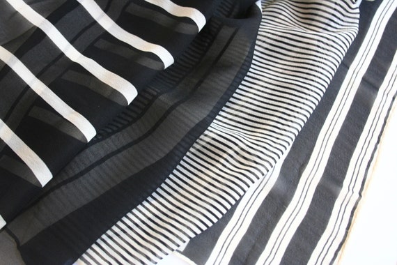 Vintage sheer silk scarf. Geometric scarf, linear… - image 4