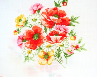 Retro floral double flat sheet by Springmaid. 70s, spring, summer, poppies, daisies