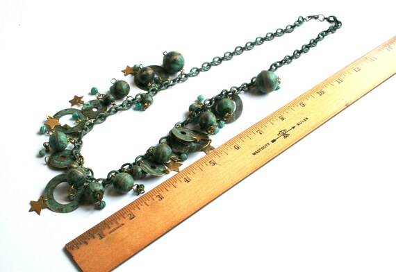 Vintage bohemian celestial statement necklace. Ru… - image 5