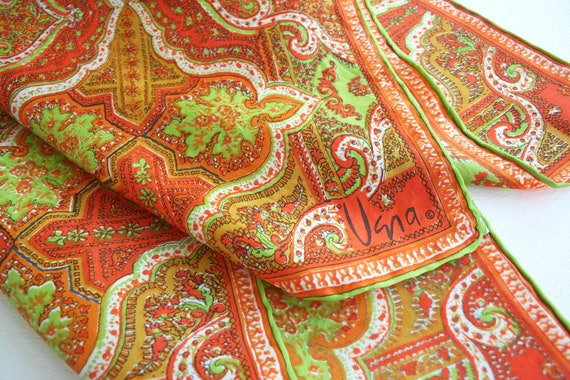 Retro Vera Neumann scarf with ornate paisley scro… - image 2